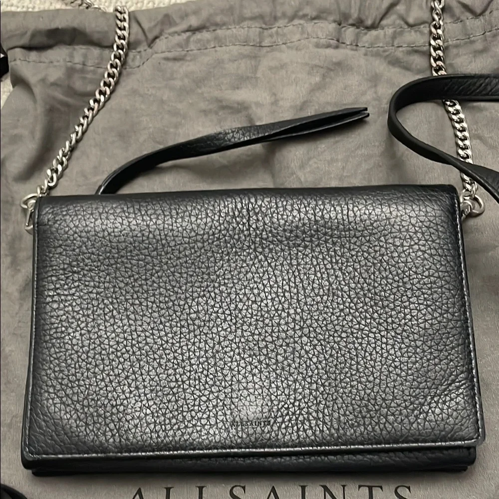 All Saints Black Crossbody Bag Minimalist Design - Picture 2 of 7
